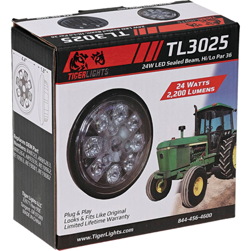 Stens TL3025 Tiger Lights 24W LED Sealed Round Hi/Lo Beam With Screw Connection for John Deere AR48723 View 6