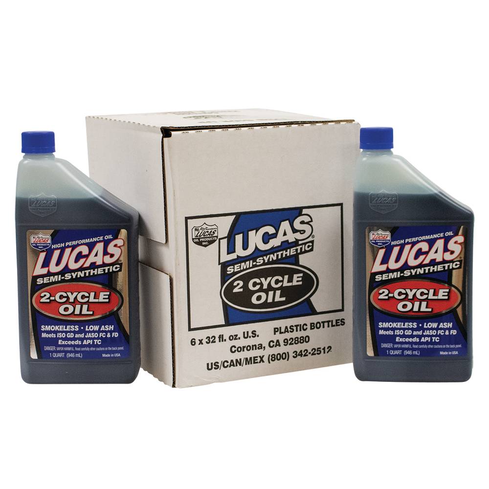 Lucas Oil 2-Cycle Oil Semi-Synthetic, Six 32 oz. bottles / 051-533