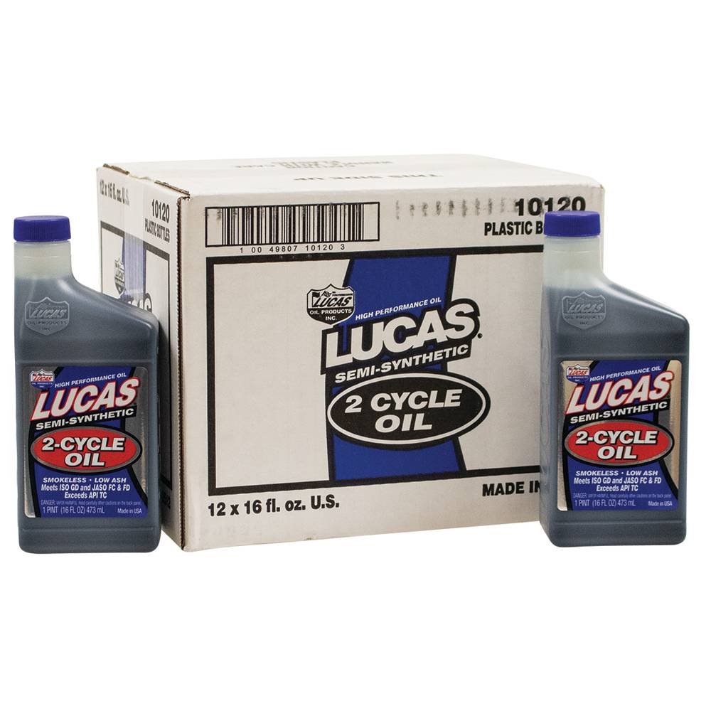 Lucas Oil 2-Cycle Oil Semi-Synthetic, Twelve 16 oz. bottles / 051-541