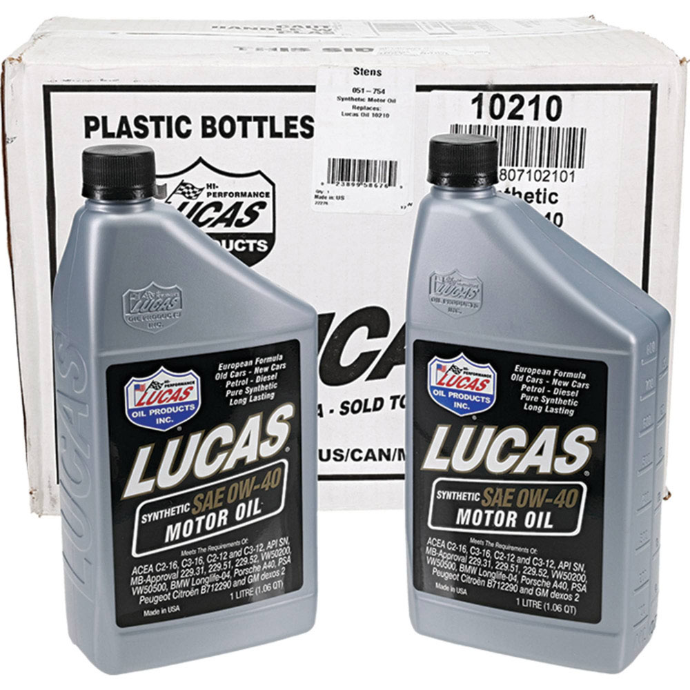 Lucas Oil Synthetic Motor Oil SAE 0W-40, Twelve 1L. Bottles / 051-754