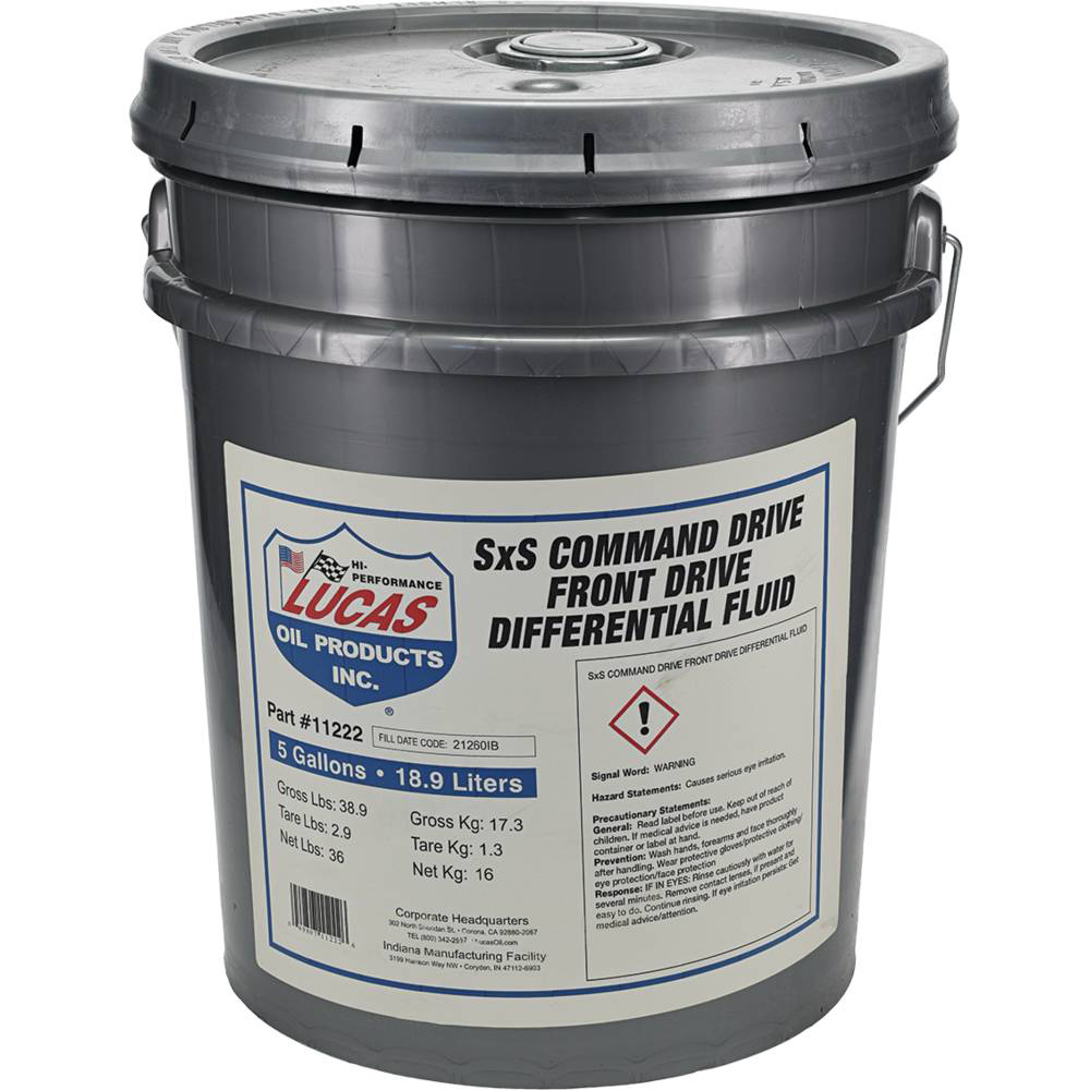 Lucas Oil Synthetic SxS Command Drive Front Differential Fluid For 5 Gallon Pail / 051-956