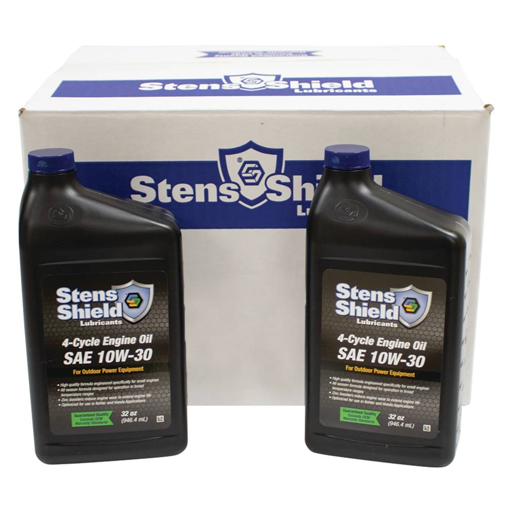 Stens Shield 4-Cycle Engine Oil SAE 10W-30, Twelve 32 oz. bottles / 770-132