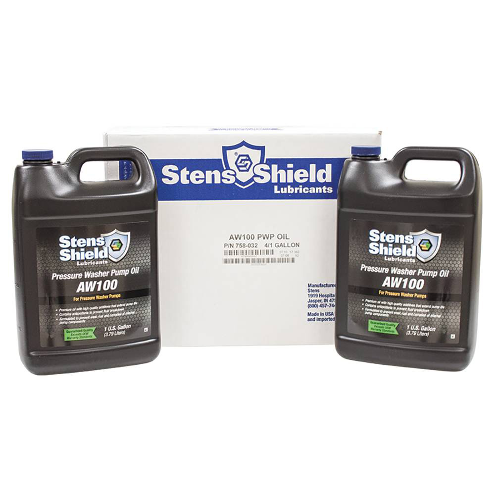 Stens Shield Pressure Washer Pump Oil AW100, 30 weight, Four 1 gallon bottles / 758-032