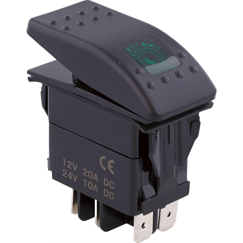 Tiger Lights Green LED Rocker Switch / TLSW2-G