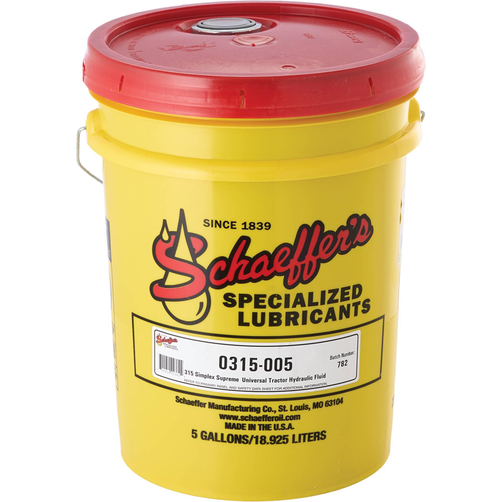 Schaeffer's Specialized Lubricants 315 Simplex Supreme Tractor Hydraulic Fluid One 5 gallon pail / 051-315-5G