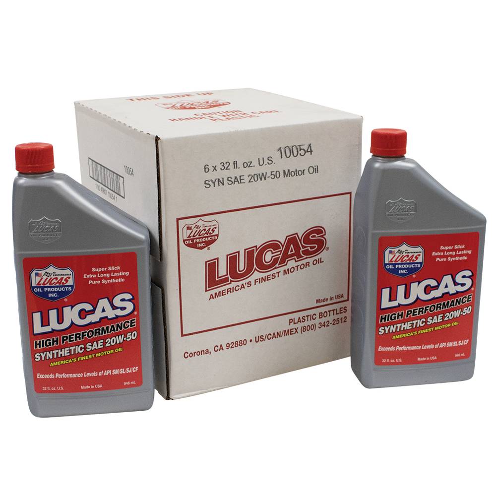 Lucas Oil Synthetic Motor Oil SAE 20W-50, Six 32 oz. bottles / 051-555