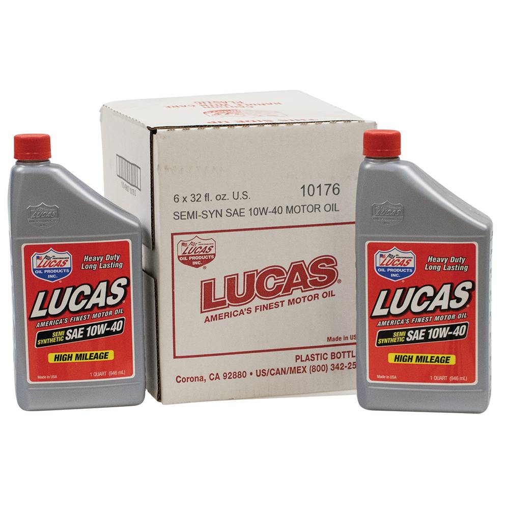 Lucas Oil Semi-Synthetic Motor Oil SAE 10W-40, Six 32 oz. bottles / 051-593