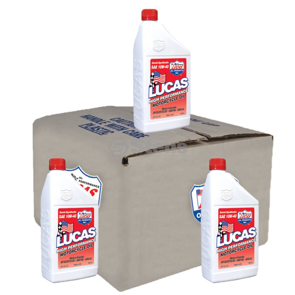 Lucas Motorcycle Oil Semi-Synthetic SAE 10W-40, 6- 32 oz. Bottles / 051-685