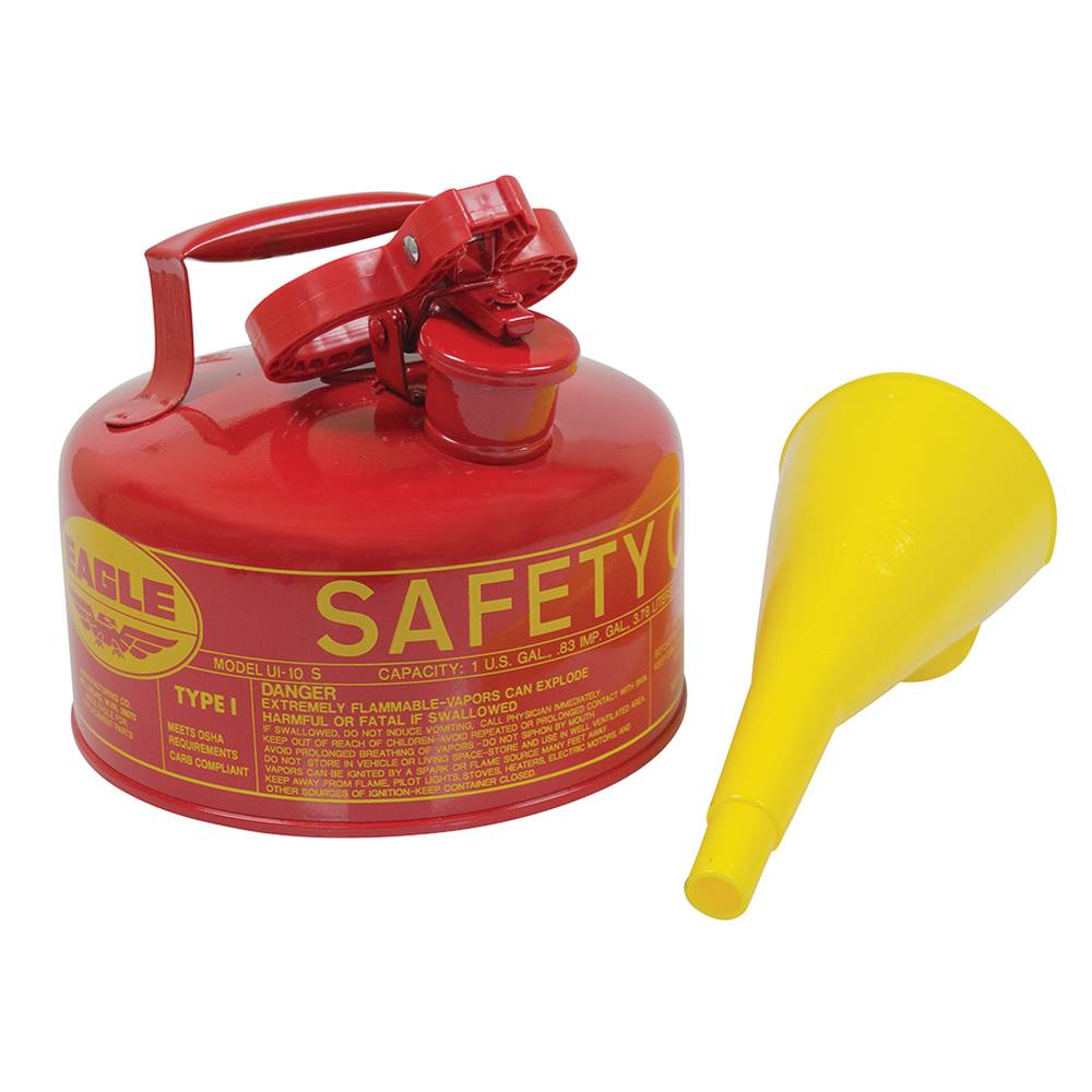 OEM Metal Safety Fuel Can Eagle 1 Gallon With Funnel / 765-180