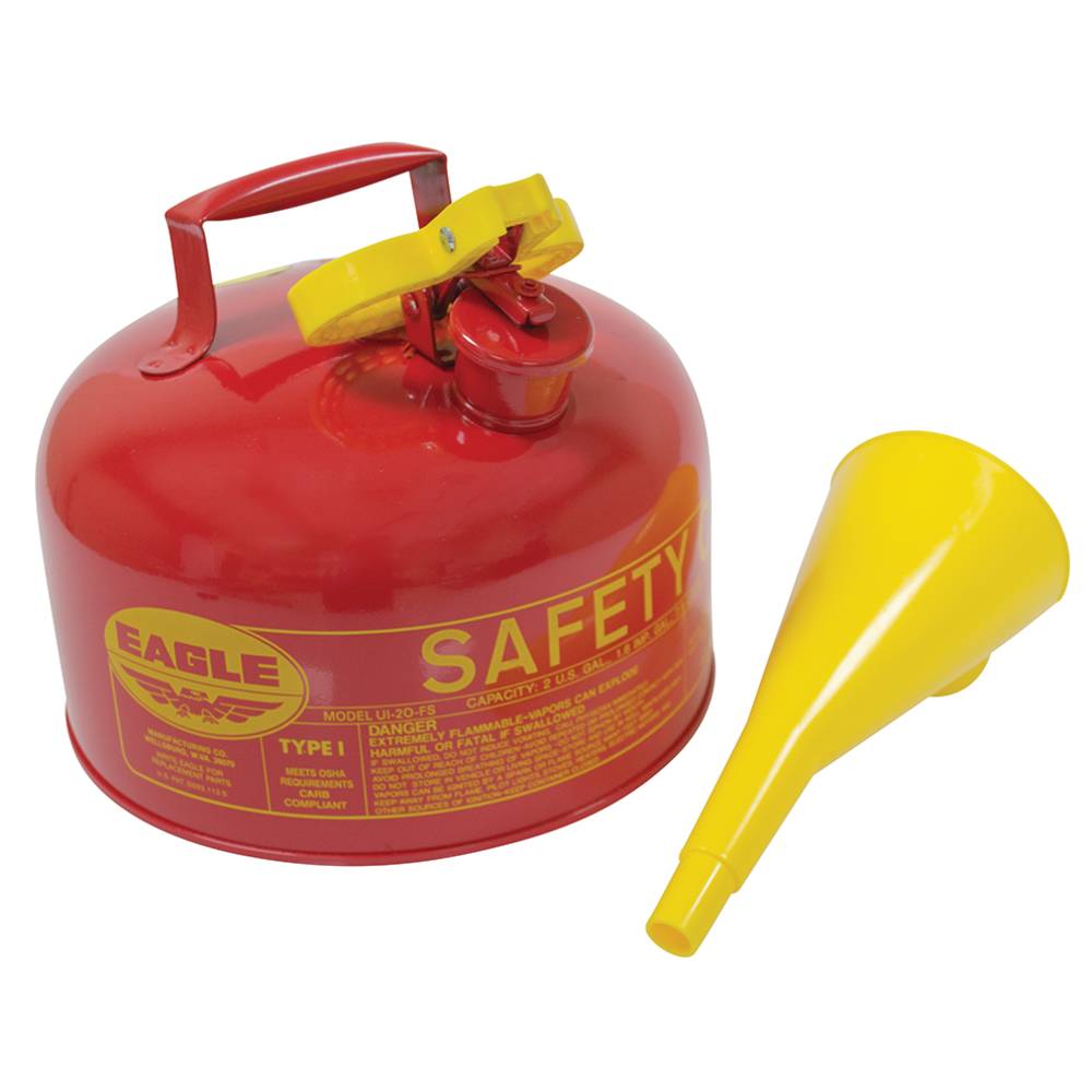 OEM Metal Safety Fuel Can Eagle 2 Gallon With Funnel / 765-184