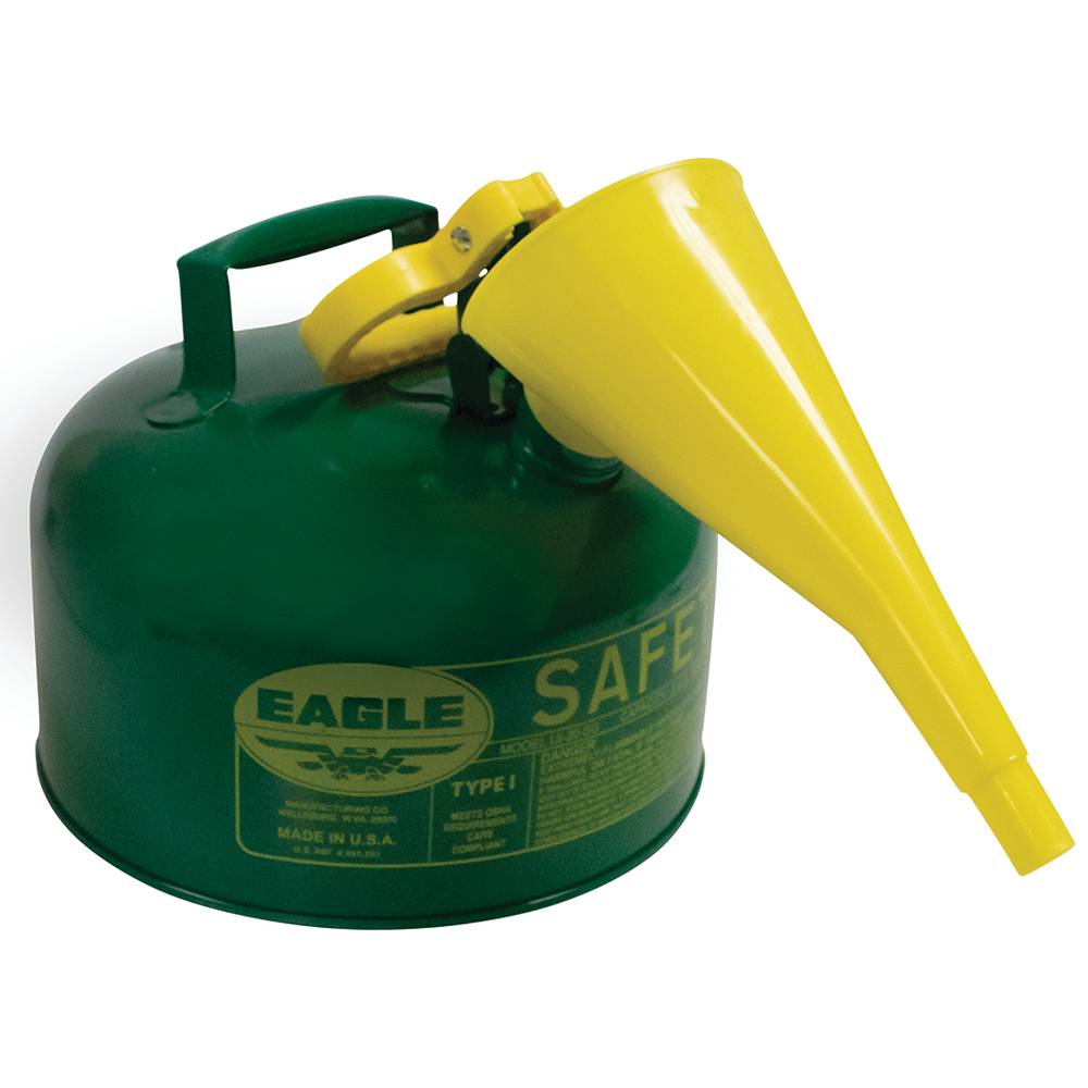 OEM Metal Safety Fuel Can Eagle 2 Gallon with Funnel / 765-302