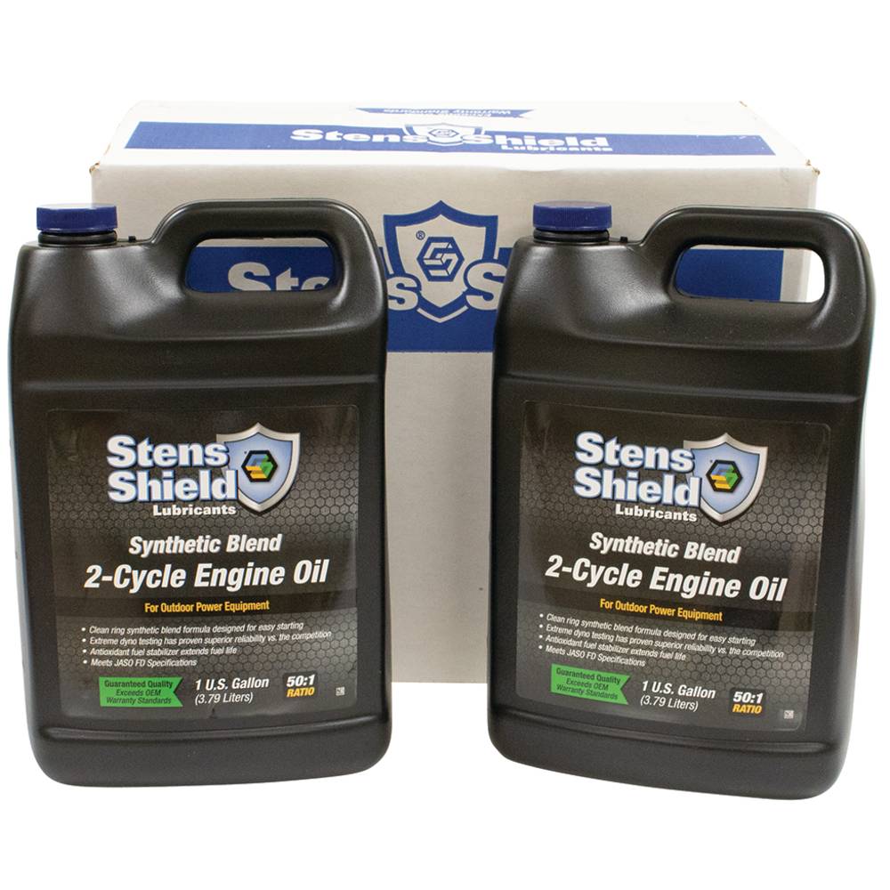Stens Shield 2-Cycle Engine Oil 50:1 Synthetic Blend, Four 1 gallon bottles / 770-102