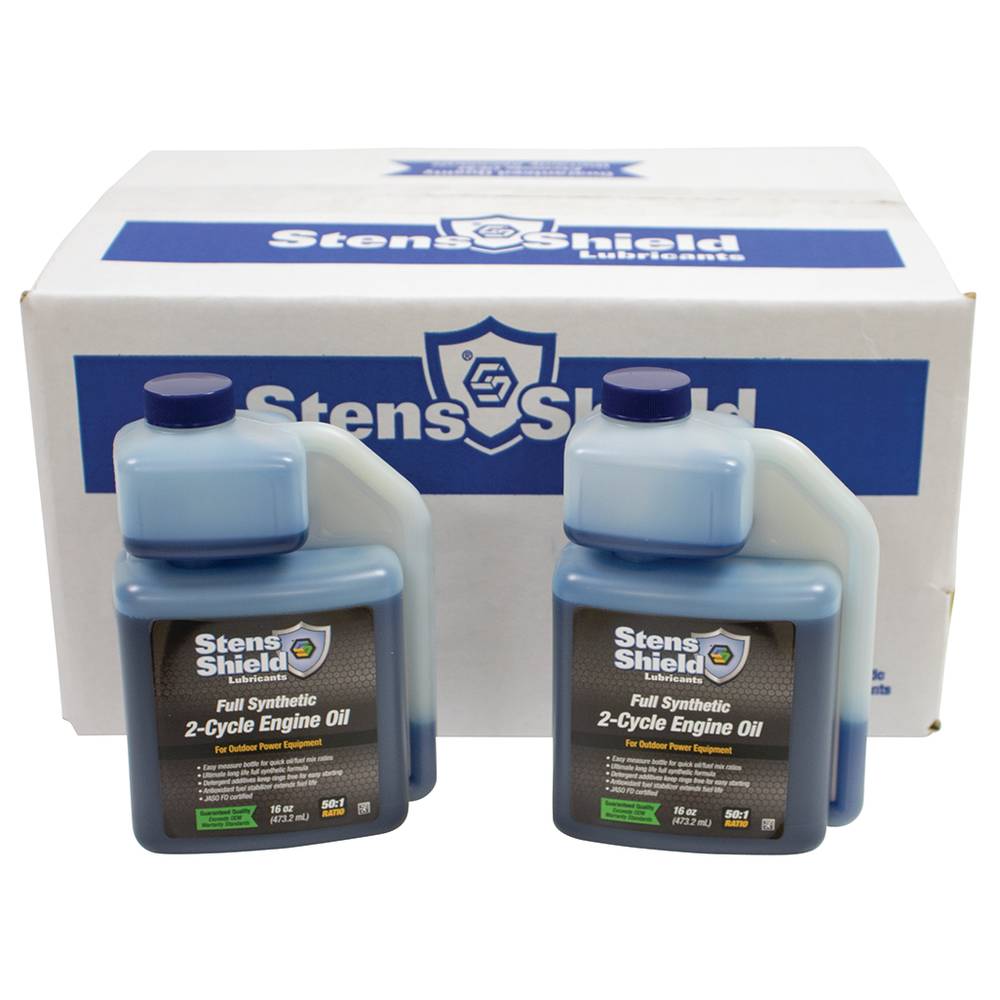 Stens Shield 2-Cycle Engine Oil 50:1 Full Synthetic, Twelve 16 oz. bottles / 770-160