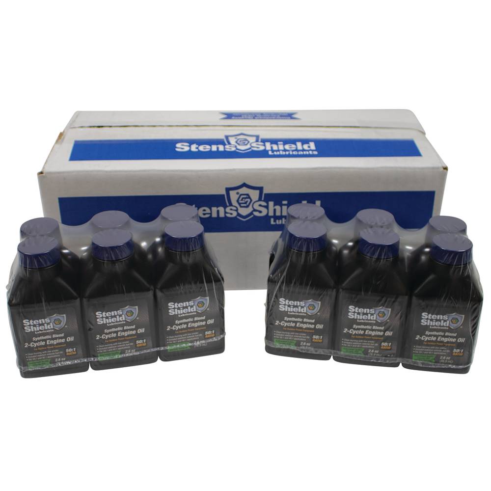 Stens Shield 2-Cycle Engine Oil 50:1 Synthetic Blend, Twenty-four 2.6 oz. bottles / 770-268