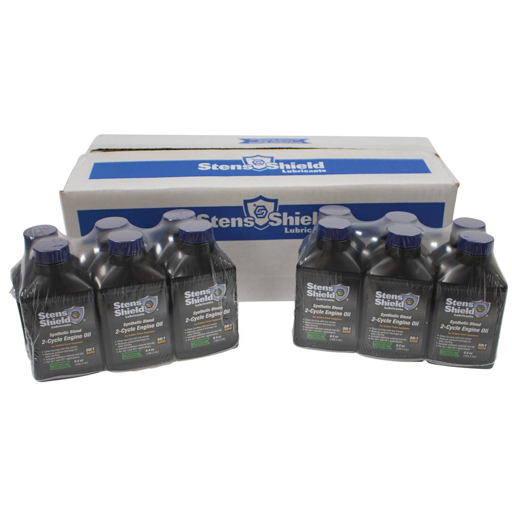 Stens Shield 2-Cycle Engine Oil 50:1 Synthetic Blend, Twenty-four 6.4 oz. bottles / 770-646