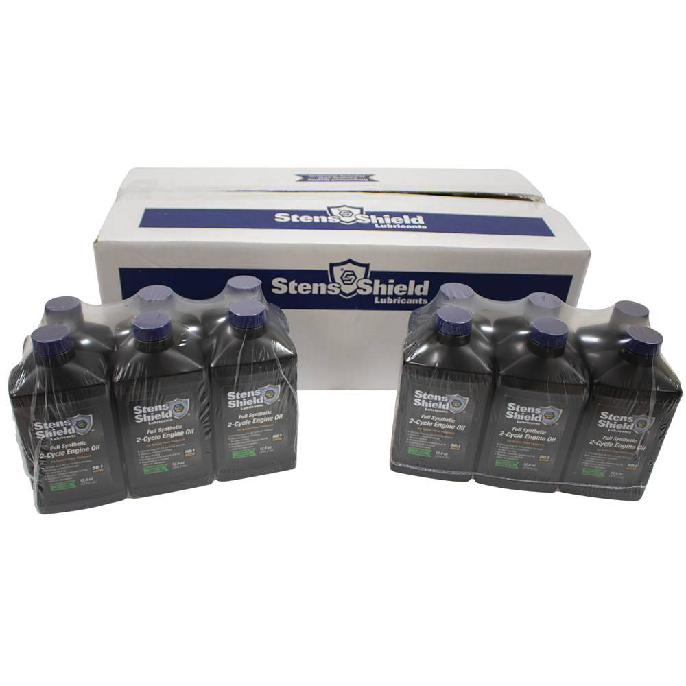 Stens Shield 2-Cycle Engine Oil 50:1 Full Synthetic, Twenty-four 12.8 oz. bottles / 770-124