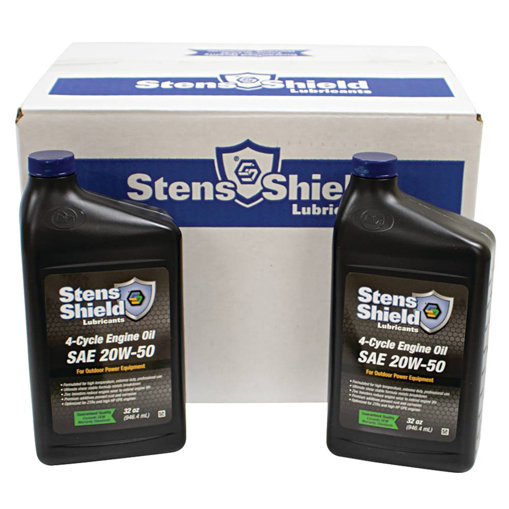 Stens Shield 4-Cycle Engine Oil SAE 20W-50, Twelve 32 oz. bottles / 770-250