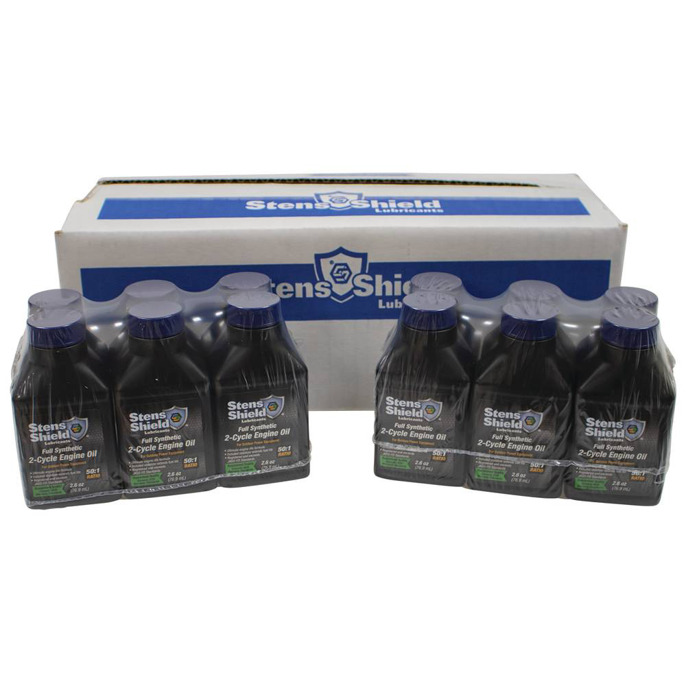 Stens Shield 2-Cycle Engine Oil 50:1 Full Synthetic, Twenty-four 2.6 oz. bottles / 770-264