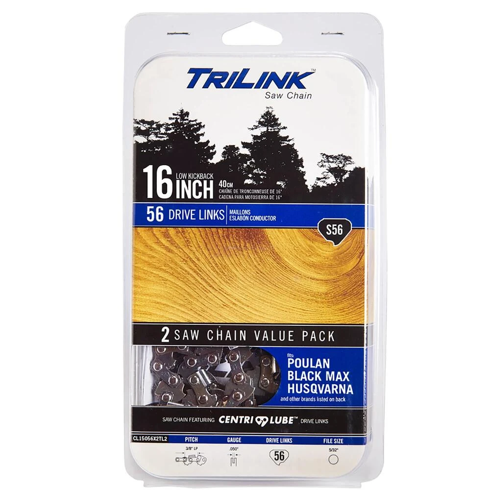 TriLink 16", 3/8" LP Semi-Chisel, .050", 56 DL Chainsaw Chain / CL15056X2TL2