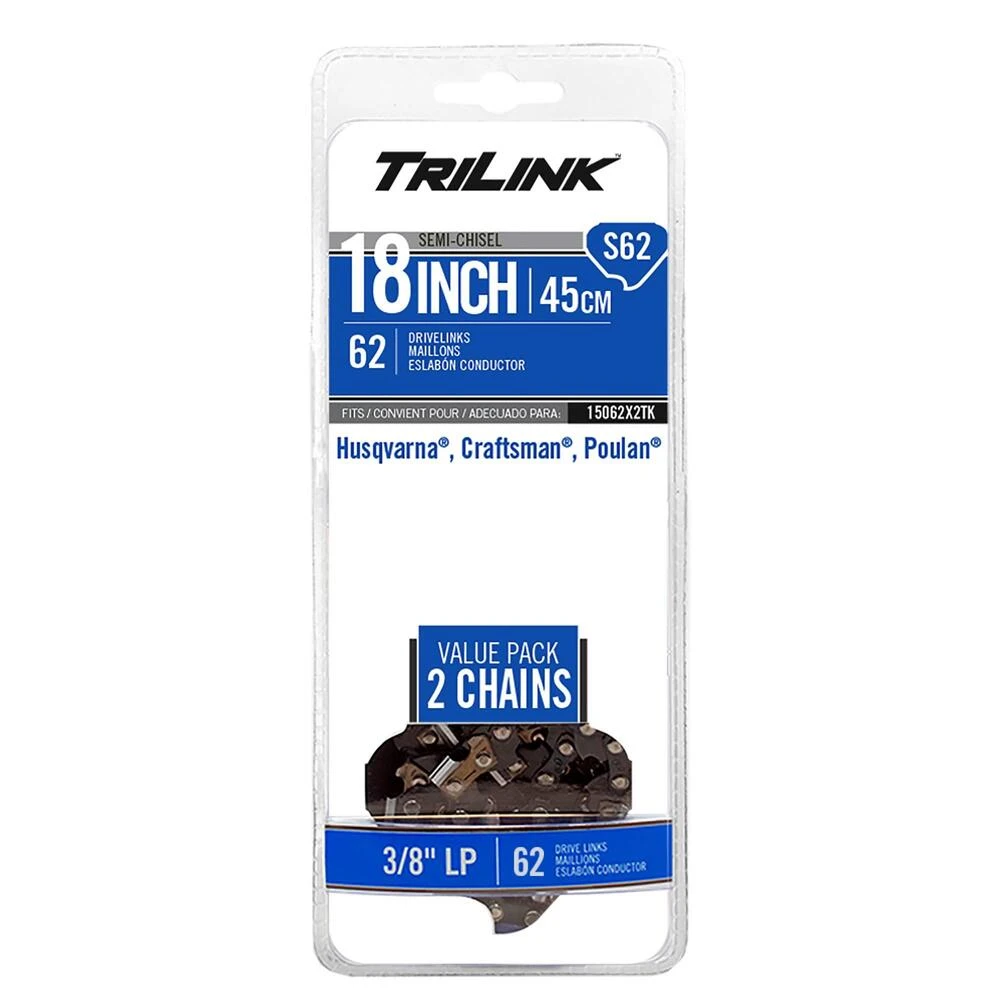 TriLink Chainsaw Chain 62 DL 3/8" LP, .050", Semi-Chisel / 15062X2TK