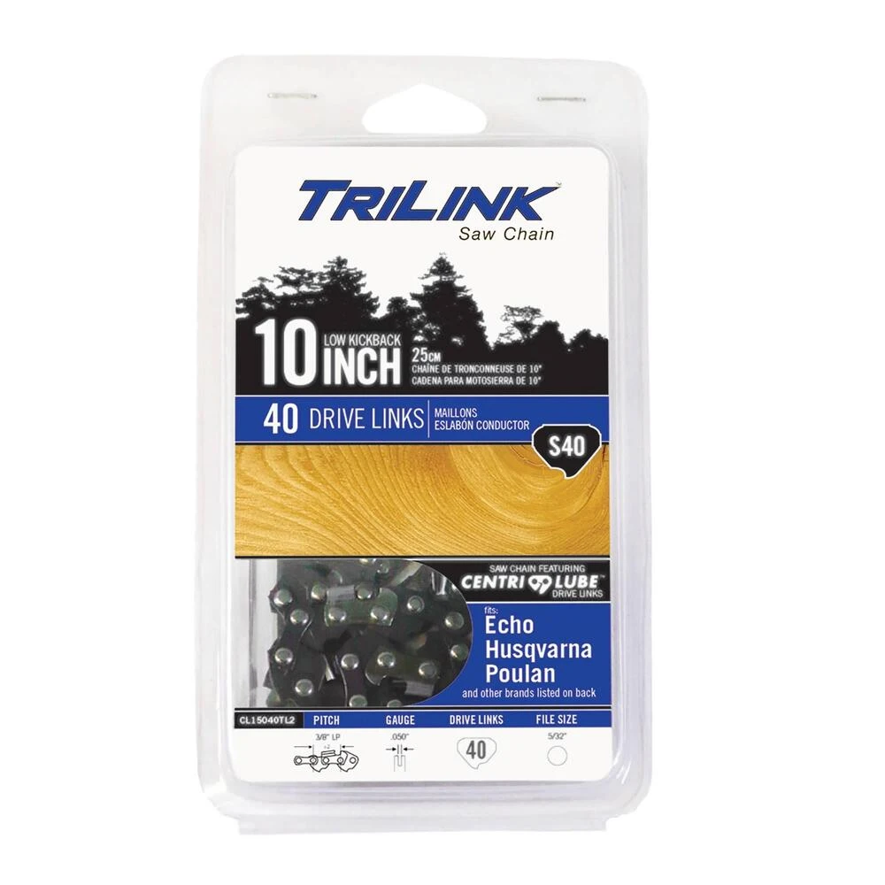 TriLink 10", 3/8" LP Semi-Chisel, .050", 40 DL Chainsaw Chain / CL15040TL2