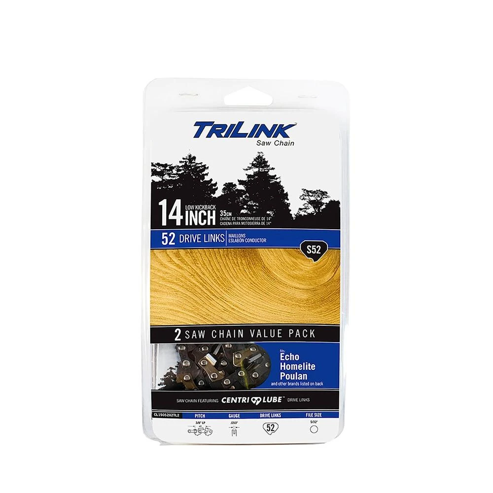TriLink 14", 3/8" LP Semi-Chisel, .050", 52 DL Chainsaw Chain / CL15052X2TL2