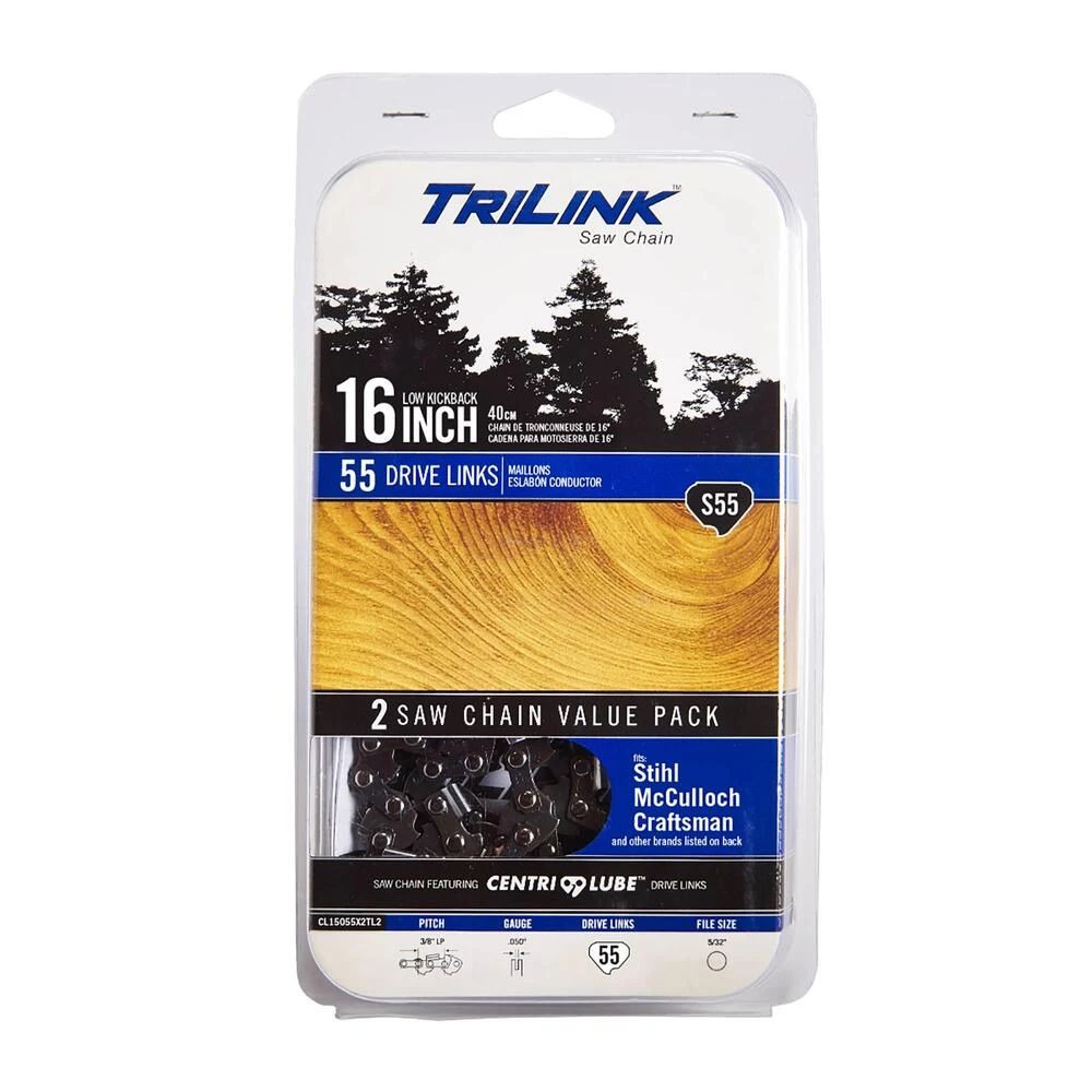 TriLink 16", 3/8" LP Semi-Chisel, .050", 55 DL Chainsaw Chain / CL15055X2TL2