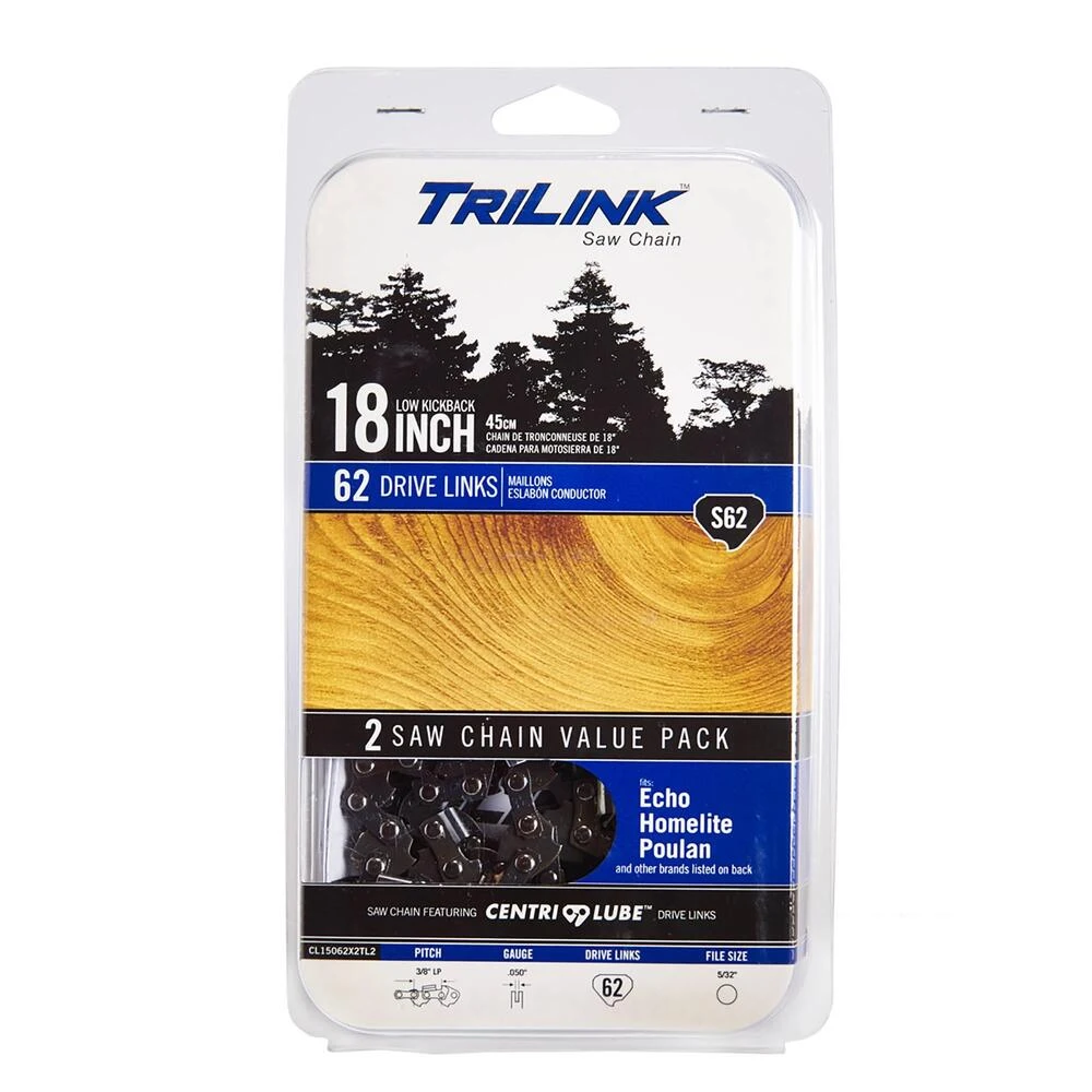 TriLink 18", 3/8" LP Semi-Chisel, .050", 62 DL Chainsaw Chain / CL15062X2TL2