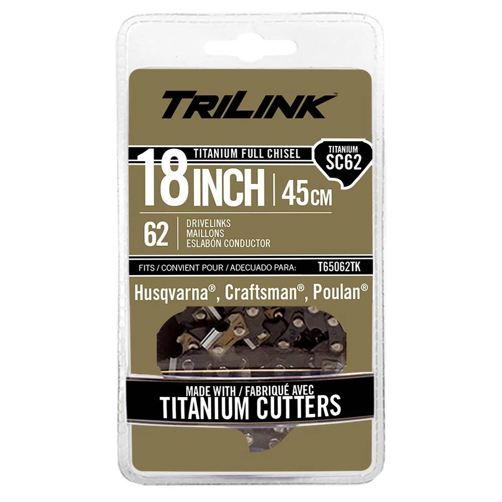TriLink Titanium Chainsaw Chain 62 DL 3/8" LP, .050", Chisel / T65062TK