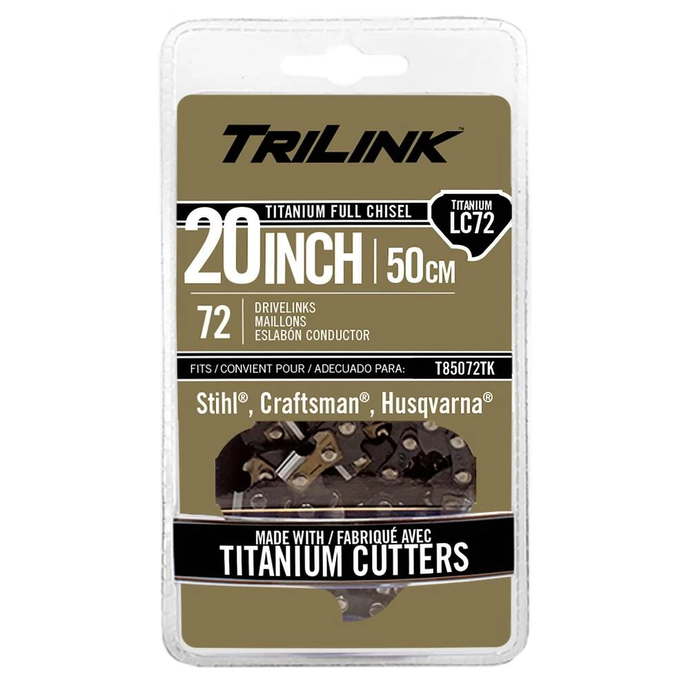 TriLink Titanium Chainsaw Chain 72 DL 3/8", .050", Chisel / T85072TK